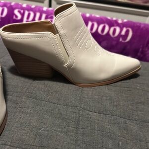 Corkys White Mules with Western Flair